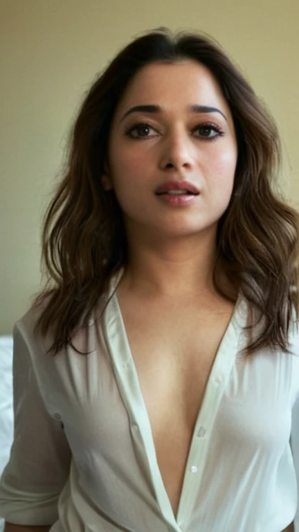 Top down view, (milf),((35 year old)),night time, no light, white open shirt,naked,(upper body photo), ((showing breast)),milf,mouth open, no make up, raw photo,sexy breast pressed ,while relaxing, face splashed with white cum,In a messy bed,sexy expression, Sexy BODY SHOT,(((Closeup body bustshot))), sexy,(((ultrarealistic skin))),Realistic still of a nude woman,highly detailed face and body,(( seducing)),((tamhwx woman)),((nude)),((free shaggy messy hair)) after waking up from bed, beautiful eyes ,emotional, harmonious, vignette, 4k epic detailed, shot on samsung galaxy s23 gear, 35mm photo, sharp focus, high budget, epic, gorgeous, film grain, no  makeup,free shaggy hair,grainy, (Raw photo:1.1), ((Full body Portrait)),indian nude woman, ((tamhwx woman)) , (intricate details, masterpiece, best quality:1.4) , looking at viewer, outdoors, day, highly detailed face, ((tamhwx woman)), beautiful eyes, cute, enchanted, magic, stunning, intricate, elegant, highly determined, colorful