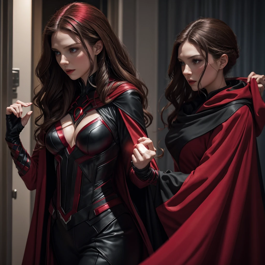 The Scarlet Witch in black and red color , full covered clothes