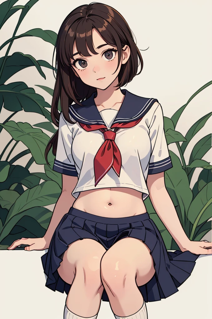 very cute and beautiful girl,18yo,(highly detailed beautiful face),serafuku,(pleated navyblue mini skirt), standing,(skirt lift,white panties),(smile),blush,looking at viewer,black hair,twin braid,flower garden,grassland,wooden arbor, (best quality,masterpiece:1.0),absurdres,highres,ultra-detailed,extremely detailed,32k,8k resolution, intricate details,cinematic scene,detailed background,solo,dynamic angle,(realistic),