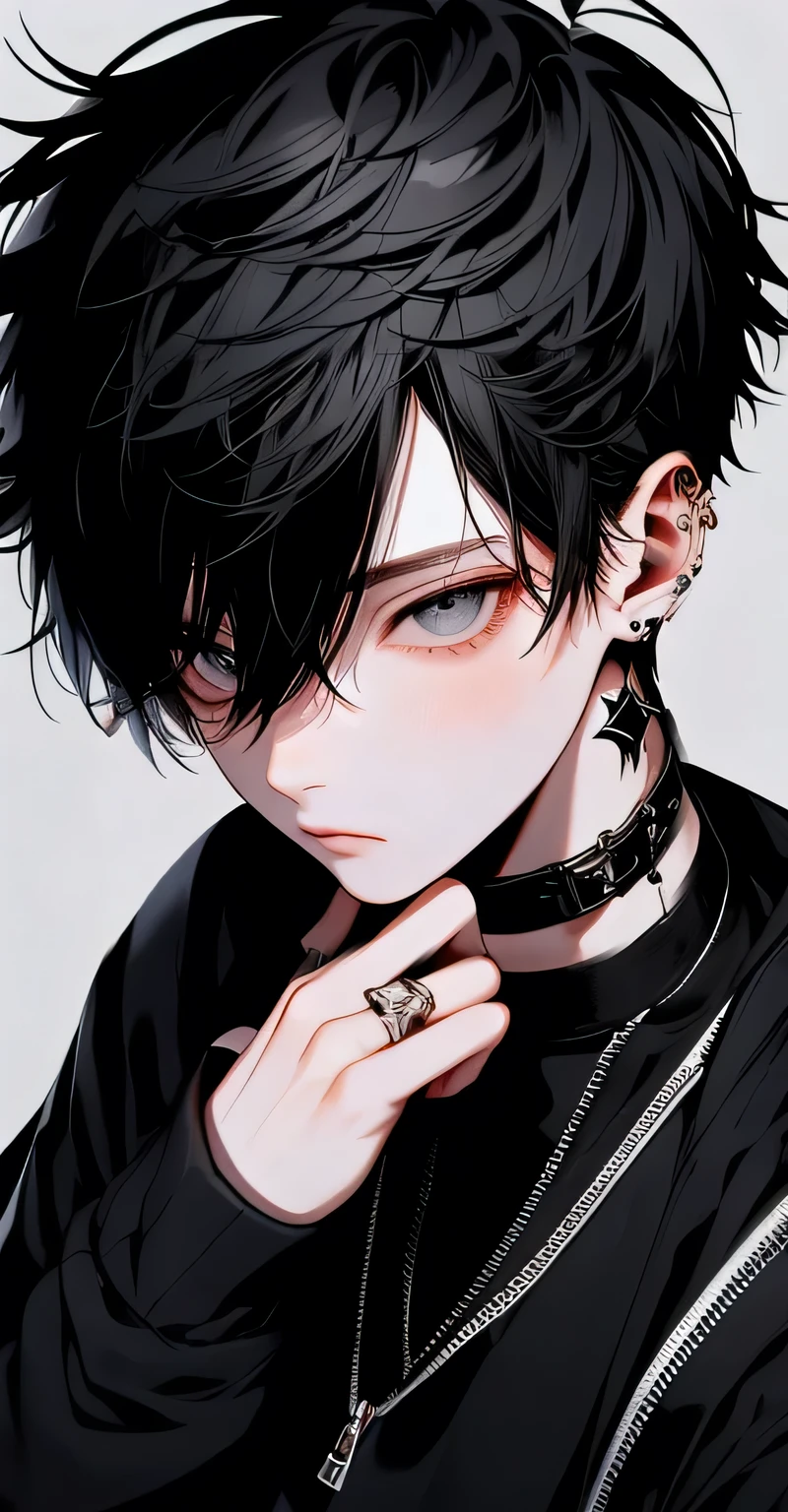 black short hair，Black eye，1 cool boy，magic