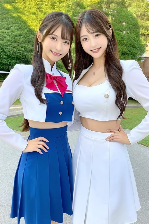 anime image of two giRls in school unifoRms standing next to each otheR, anime maids Riding eaRly tanks, エッチなアニメスタイル, two beautiful anime giRls, (ソフトウェア) safe foR woRk, anime giRls, おっぱい, エッチなスタイル, ツインテール, two giRls, shiRabii, R/aRt, R /aRt, R / aRt