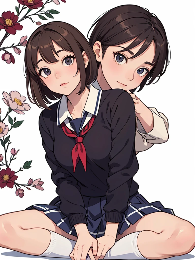 (((masterpiece, best quality, ultra highres, 1 girl, solo, no background))), super detailed skin and face and eyes and finger, beautiful japanese woman, small breasts:1.5, skinny, light brown hair, white background, very short pixie hair, (an illustration of girl), Knee shot, Generate with illustrations, Various expressions, Various poses, Please draw the entire character within the frame, ensuring that the head, arms, and legs are not cut off. The background should be simple, with the character positioned centrally, outline, anime, casual fashion,