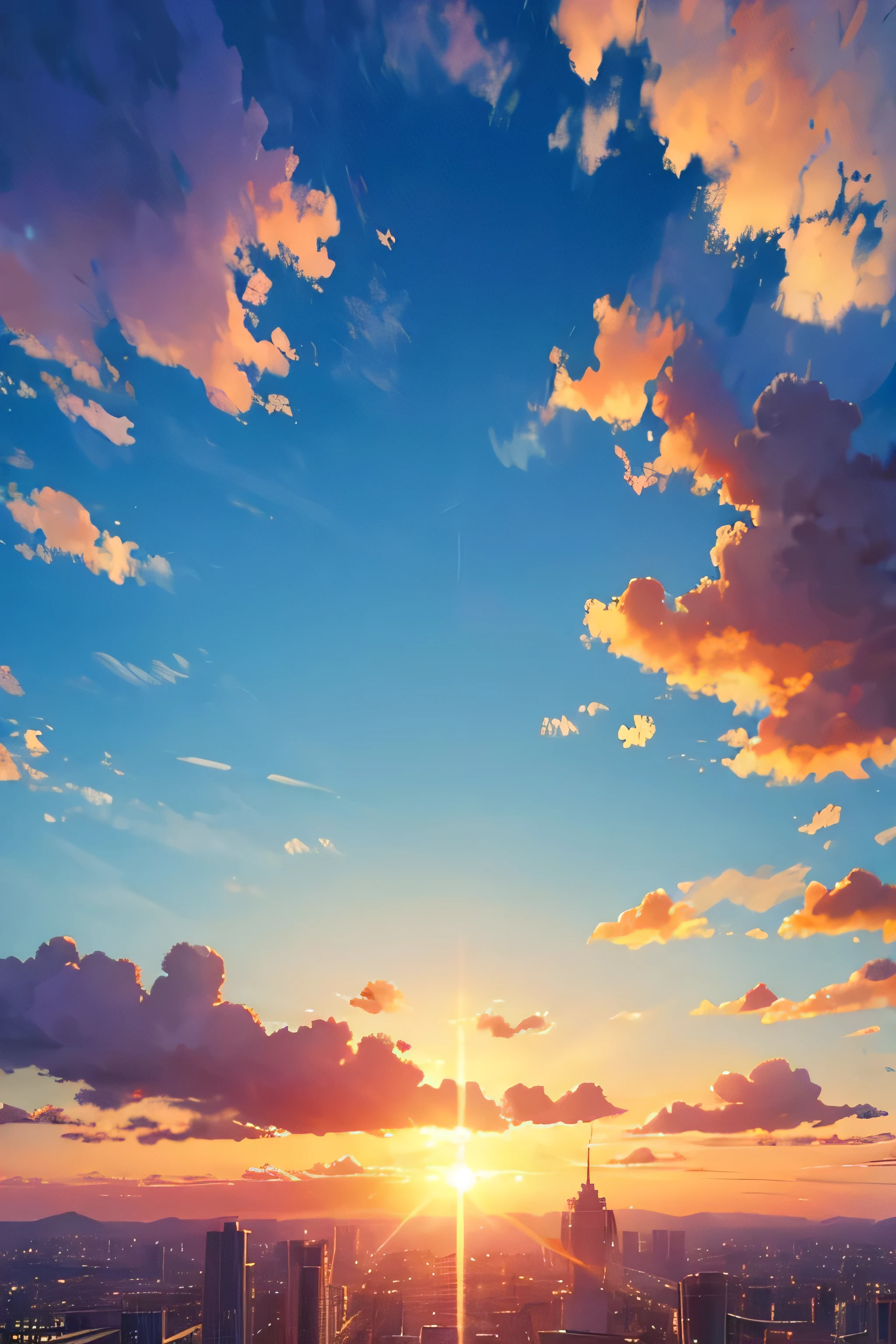 the sky view, wallpaper, only view, sun blue, sky blue, summer blue , no character, SUNSET 