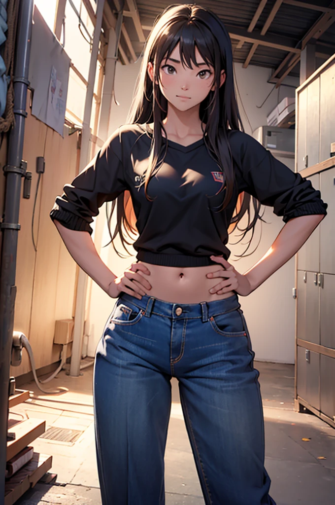 Kaori is standing with her hands on her hips., naked., 1 girl, alone, Age 27, Sexy pubic pose gesture, Cheeky Pose, woman'whole body, Complete diagram, anger, blush, Ecstatic expression, erotic, charm的, charm, (筋肉質なwomanのスレンダーボディ, Beautiful big , Beautiful long legs), Perfect Anatomy, Shortness of breath, vapor, Looking at the audience, Perfect quality, Good quality, masterpiece, High resolution, 超High resolution,