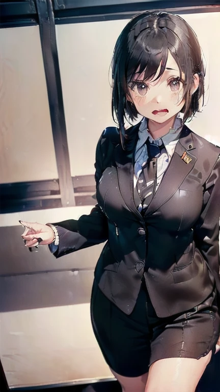 (must be follow these prompts:2.2),masterpiece,best quality,extremely detailed,(in her clothing:3.0),(in her formal styled business suit clothing:2.6),(adorable expression:2.5),(usual face:2.2),(displayed one girl on single picture:2.3),(black hair:2.1),(A short, slightly plump new employee in a business suit working in modern Tokyo:2.2),(The new employee is short and wears a business suit that looks ready to burst.:1.7),(A cute moan like a young girl:2.1),(その新入社員はInnocent faceをしている:1.9),(The new employee is wearing a business suit that has been stained with a slightly brownish-yellowish stain from a previous .:1.7),(The new employee's breasts, covered by her business suit, are bulging out due to her strong sexual desire.:1.9),(Lewd love juices dripping down the inner thighs of his dark grey trousers:2.1),(clothing violated:1.9),(japanese pretty girl:1.7),(men's elected twangers were inserted her:2.3),(she was already stroked up to the depth intervaginal sensual spot:1.7),(notably buldged up her inner labia majora:2.6),(A young, shy moan:1.5),(big breasts in her clothing:2.2),(A new employee with a very innocent look while working in the office:2.3),(The new employee is short but has a slightly plump body.:1.9),(The crotch of his dark grey trousers is heavily discolored with love juice stains.:2.5),(The new employee is convulsing and dripping love juice from her pussy, which is hidden under her pants.:1.8),(The new employee's dark grey trousers, tightly encircling her plump thighs, are damp with lascivious secretions.:1.9),(The new employee endures the slush between his legs by keeping his dark grey trousers on tight.:2.5),(The corner of a young girl's body々A new employee whose entire body was toyed with by the lewd urges that wriggled wetly.:1.7),(A new employee who is always holding his crotch over his dark grey trousers:1.7),(A moan filled with childish embarrassment:1.5),(The new employee's suit-covered breasts and nipples are bulging with lust.:1.8),(The new employee's lewd body beneath her clothes is swelling slightly with her lascivious reaction.:1.6),(The new employee works very diligently.:2.5),(The new employee has short, thick legs.:1.6),(first time々New Employees:2.2),(she looks like japanese idol:2.3),(The dark grey trousers are made of a durable fabric that will never tear.:4.3),(Her bursting breasts are completely hidden under a dark grey office suit:1.8),(she looks like a ta:2.0),(All of this happened to the new employee himself, not anyone else.:2.1),(Slimy semen was leaking from the crotch area of his dark grey trousers.:1.6),(tough business suit:2.2),(Make sure to depict the face:5.3),(Calm expression:4.3),(Innocent face:3),(The story focuses on just that one new employee.:3.3),(The only characters that appear are the new recruits.:4.2),(Portrait Style:5)