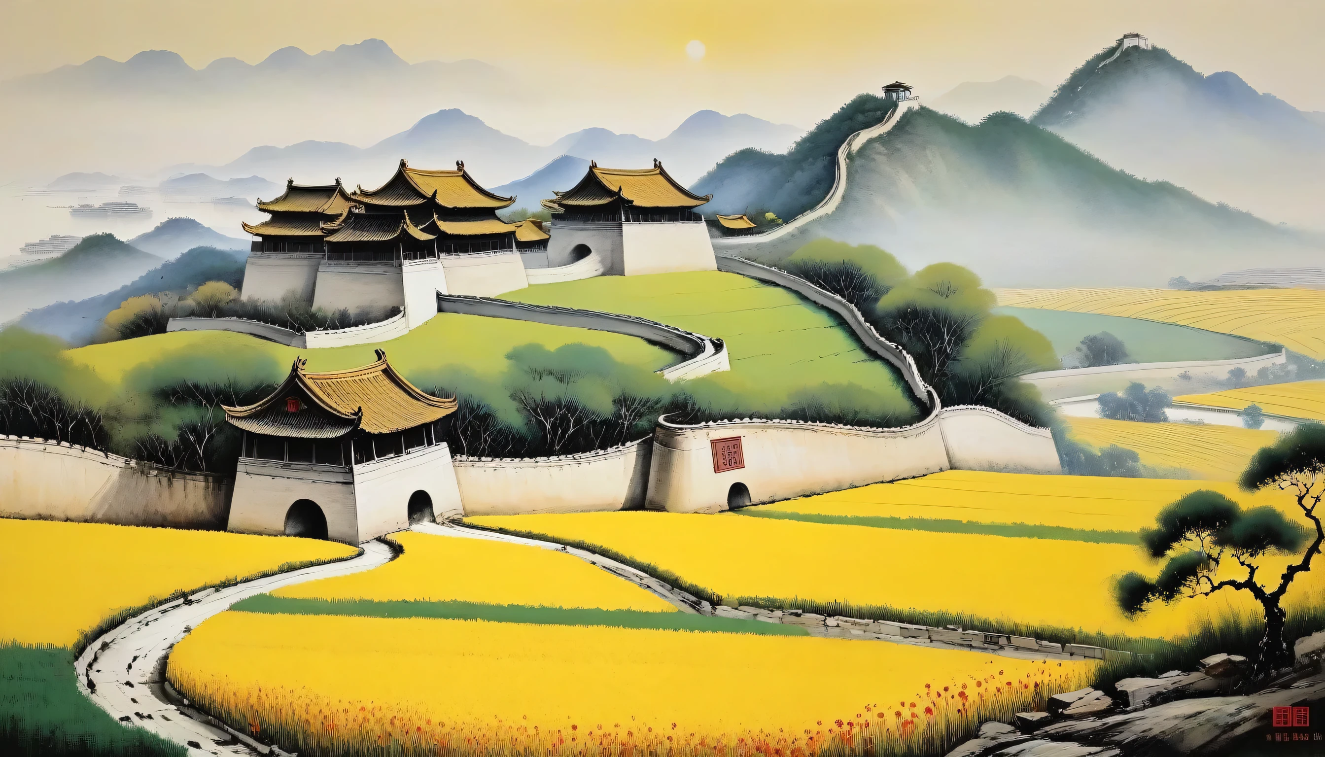 Oil paintings《old wall》Wu Guanzhong,People from Yixing, Jiangsu,Committed to landscape oil painting creation,and explore the nationalization of oil painting,He tried to bring out the intuitive vividness of European oil paintings in depicting nature.、The richness and delicacy of oil painting colors and traditional Chinese art、Aesthetic ideals merged together,He strives to use traditional Chinese materials and tools to express modern,and explore the innovation of Chinese painting。