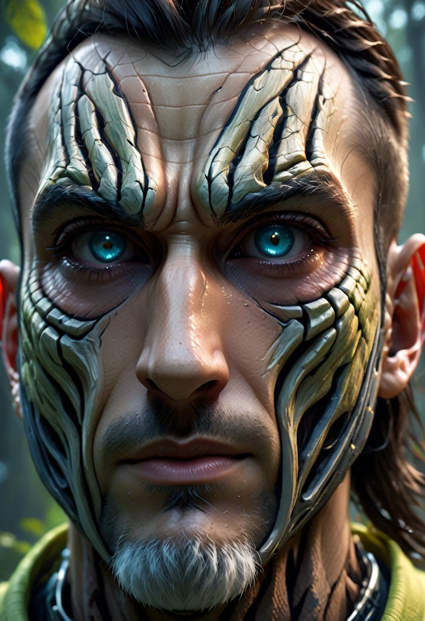 create an animalistic creature with an android face