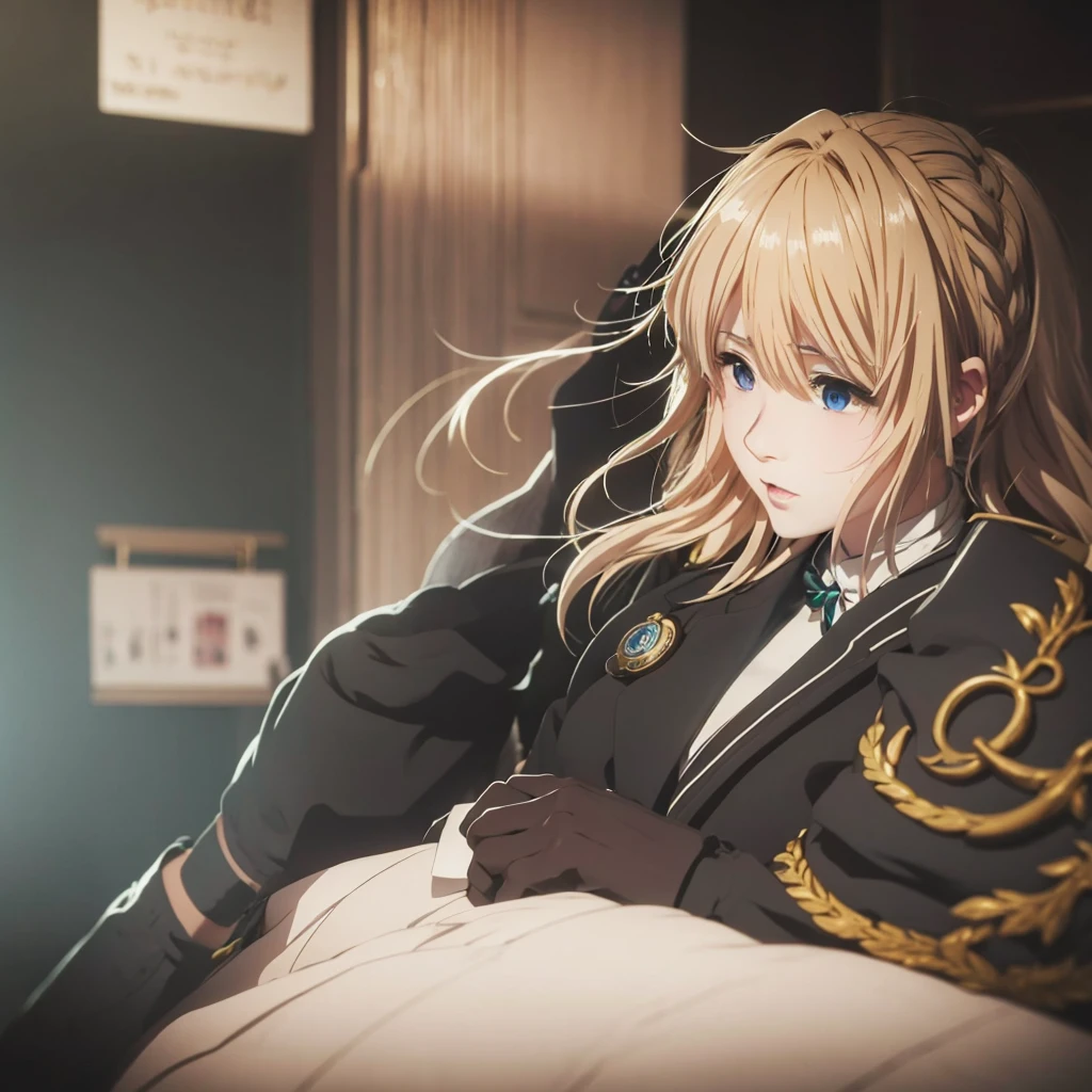 Violet evergarden, gloves, brooch, blur eyes, blonde