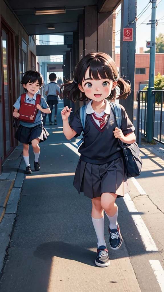  boys and girls going to school or playing with each other 