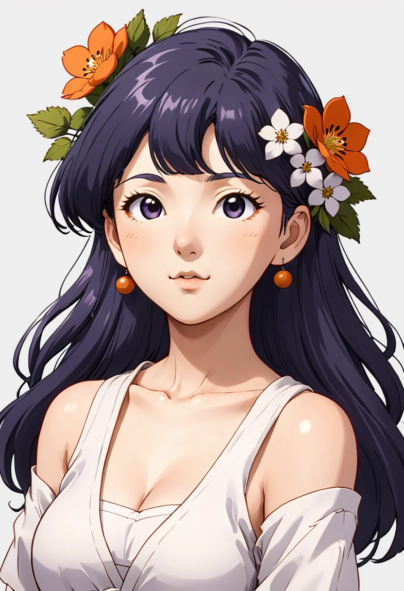 hinata、Upper part of the body、simple background、above, flower frame 