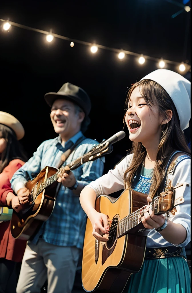 a religious festival, with happy people, there is a cake, guitar, music and joy, with people celebrating for Christ Jesus.