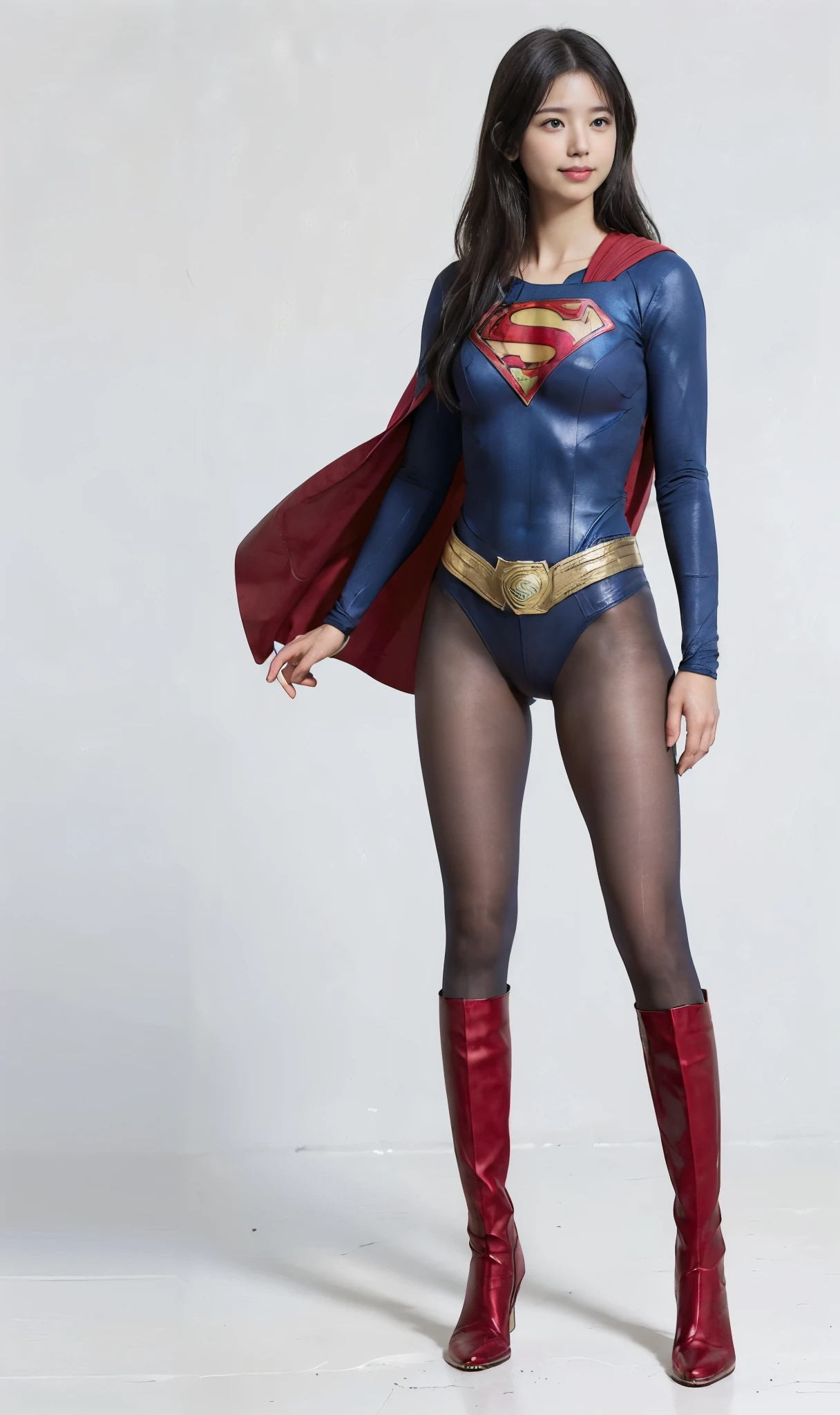 No background、(((Beautiful legs in black tights.)))、(((Legally express the beauty of your smile)))、((((Make the most of your original images)))、(((体にぴったりフィットするSupergirl Costume)))、(((Supergirl Costume)))、(((short and beautiful hair)))、(((suffering)))、(((Please wear black tights....、Wear red boots)))、((Best image quality、8k))、((Highest quality、8k、masterpiece:1.3))、(((Preserve background )))、Sharp focus:1.2、Beautiful woman with perfect figure:1.4、Slim Abs:1.2、Wet body:1.5、Highly detailed face and skin texture、8k