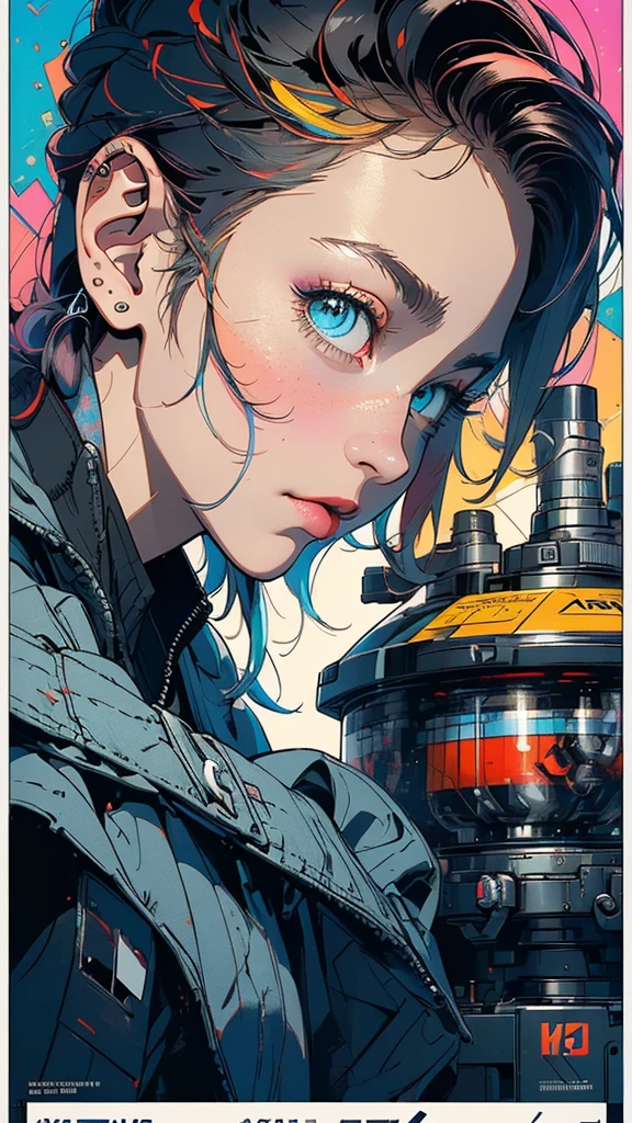 (((masterpiece, highest quality))),(((solo:1.2))),(((1girl:1.2))),32k wallpaper, very detailed, poster, vintage science fiction,(((((geometric cinematic movie poster))))), ((bauhaus)),(shape),(((abstract))),(mid century modern),movie poster,(((((portfolio))))),(((((Close-up))))),(((((bust up))))),((((more various angle)))),((((highlight)))),Vast landscape,((((heterochromia)))),(((complete. detailed face))),((((Extremely talented)))),(((((most complecated futristic machine))))),(Colorful color scheme),reflect kaleidoscope