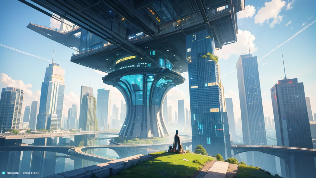 (Best quality,4K,8K,A high resolution,Masterpiece:1.2),Ultra-detailed,(Realistic,Photorealistic,photo-realistic:1.37),Futuristic floating city,Futuristic technology,Huge urban high-tech tablet platform,Airship,Floating in the sky,Futuristic city,Small airships around,High-tech hemispherical platform,Colorful lights,Advanced architecture,modernn architecture,skyscrapper,Access the cloud,Scenic beauty,view over city,Impressive design,Blend seamlessly with nature,energetic and vibrant atmosphere,Futuristic transportation system,Parking is suspended,Transparent path,Lush greenery,Sky gardens,cascading waterfalls,Magnificent skyline,reflections on the water,Sparkling river,Architectural innovation,futuristic skyscrapers,Transparent dome,The shape of the building is unusual,Elevated walkway,Impressive skyline,Glowing lights,Futuristic technology,Minimalist design,Scenic spots,Panoramic view,Cloud Piercing Tower,Vibrant colors,epic sunrise,epic sunset,Dazzling light display,magical ambiance,The future city,Urban Utopia,LuxuryLifestyle,Innovative energy,sustainable development,Smart city technology,Advanced infrastructure,Tranquil atmosphere,Nature and technology live in harmony,Awesome cityscape,Unprecedented urban planning,Architecture connects seamlessly with nature,High-tech metropolis,A cutting-edge engineering marvel,The future of urban living,Visionary architectural concept,Energy-efficient buildings,Harmony with the environment,A city floating above the clouds,Utopian dreams become reality,The possibilities are endless,State-of-the-art transportation network,Green energy integration,Innovative materials,Impressive holographic display,Advanced communication system,Breathtaking aerial view,Quiet and peaceful environment,Modernist aesthetics,Ethereal beauty