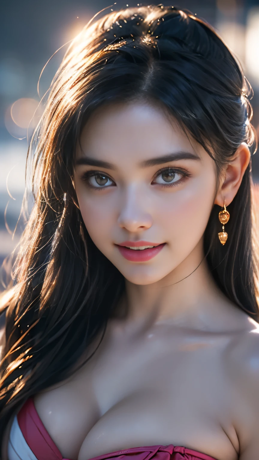 1girl, Goddess ,4k , very cute, amazing face and eyes, (beautiful nice smile), (very detailed beautiful face), bright glowing lips, keep staring at me, super beautiful, big breasts, (cute bikini: 1.3), (highest quality: 1. 4), (hyper quality), (super detailed) (Hyperreal, Photorealsitic: 1.37), real skin texture, highly detailed CG integrated 8K wallpaper, RAW photos, professional photos, cinematic lighting, glow, youth, Maltese landscape, wind, Translated with DeepL.com (free version)