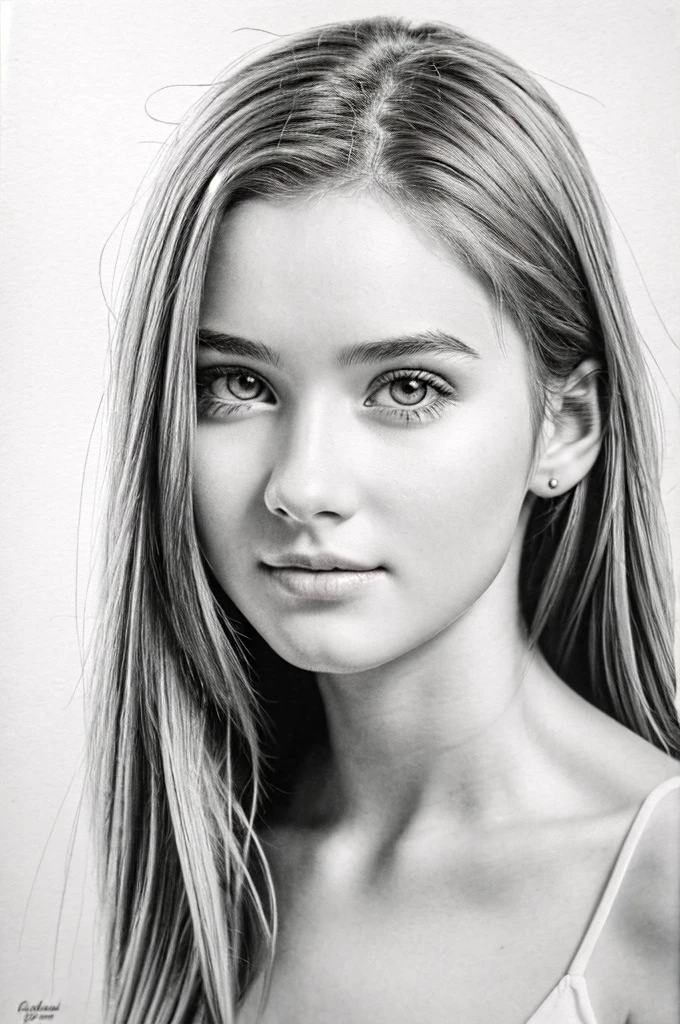 Beautiful 20 year old girl, pencil drawing