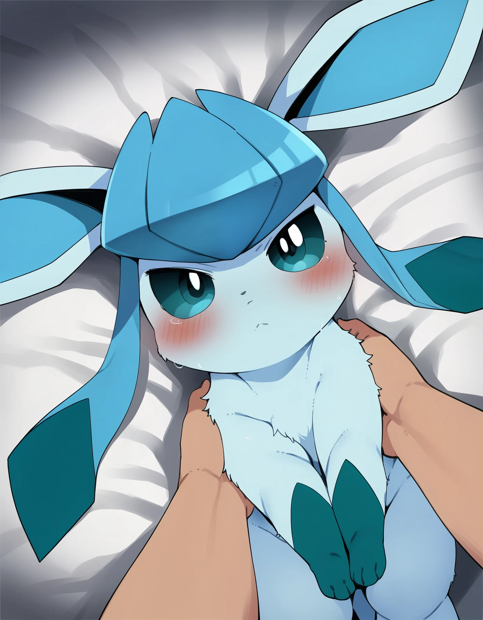 dagasi, body fur,  score_9, score_8_up, score_7_up, score_6_up, source_anime, rating_safe, Glaceon, Pokemon, furry female, POV,