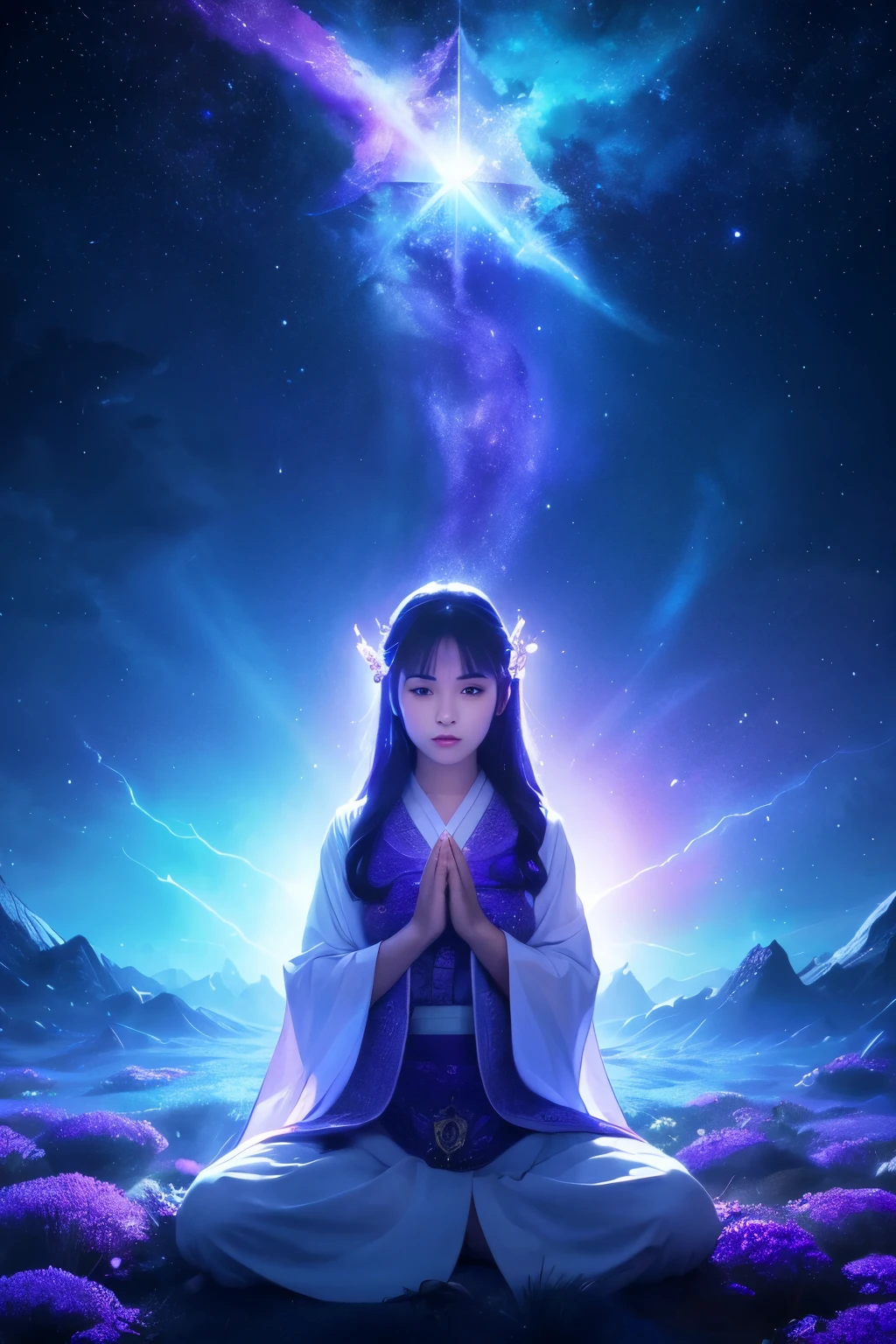 sacred purple star beautiful blue light environment