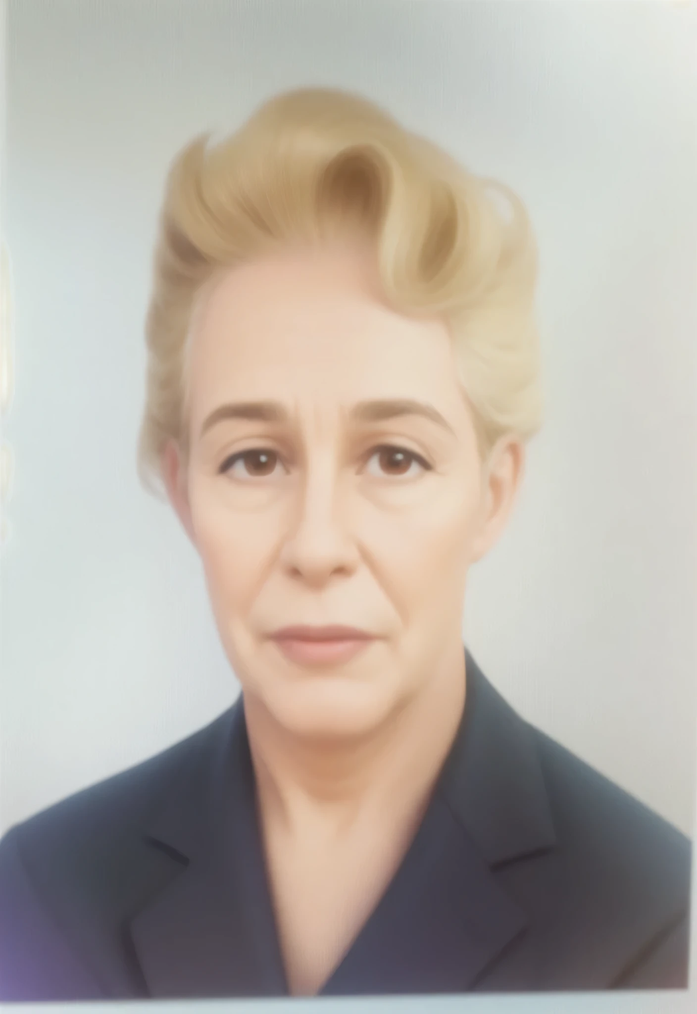 Woman first lady of Colombia , He is 75 years old, his hair is short, wavy, it is blonde.