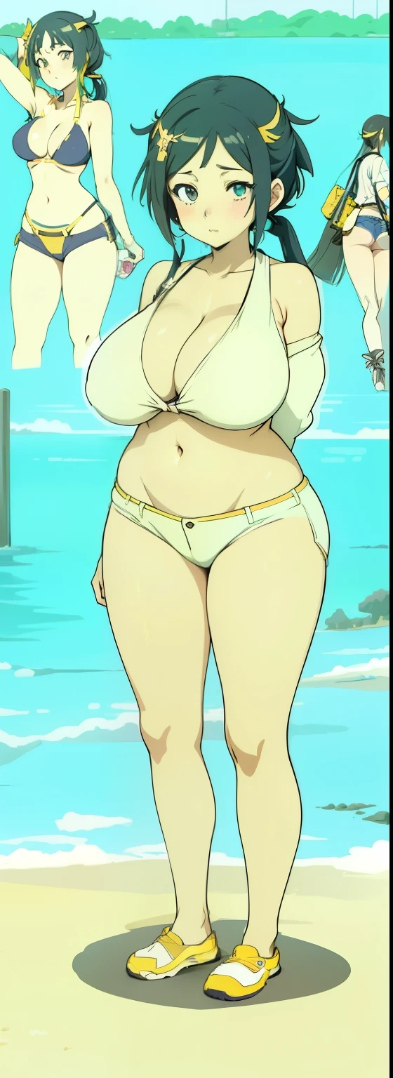 anime girl avec de gros seins posant dans un haut jaune et un jean, séduisante fille d’anime, Ilya Kouvshinov. 4km, [ Art numérique 4km ]!!, Style Anime 3D réaliste, Jolie fille d’anime, Artgerme extrêmement détaillé, oppaï, Style animé 4K, Rendu photo réaliste Anime girl, Anime hyper réaliste, style animé. 8k