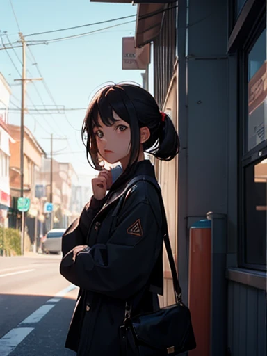 road, girl, scene of being spoken to, troubled, big