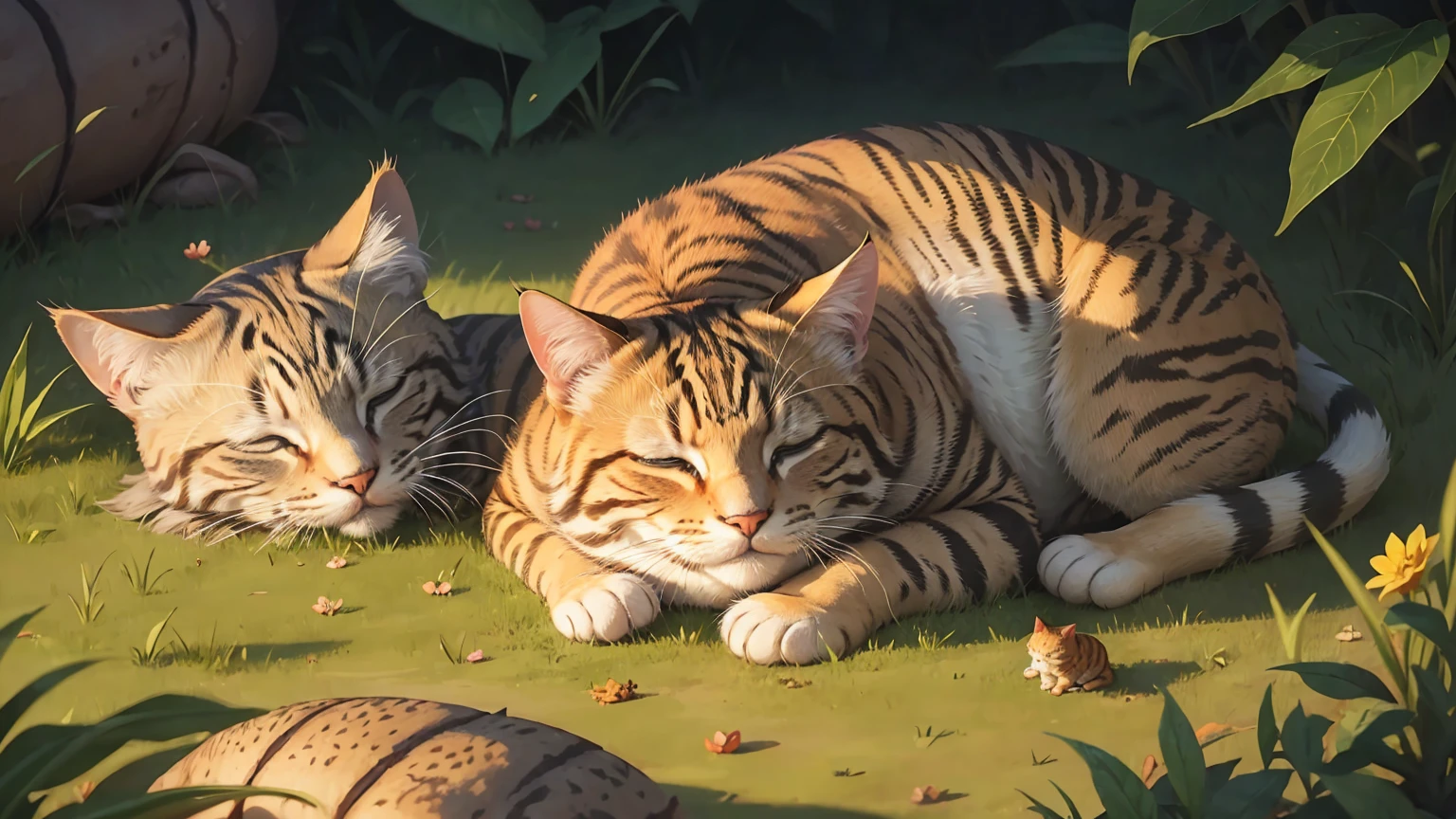 cat sleeping on the toad