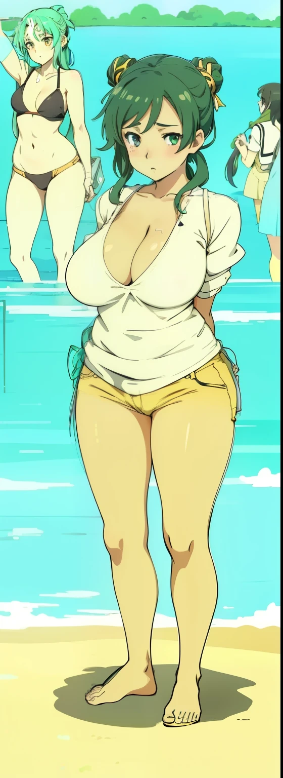 Summer life in the countryside, Trace de bronzage, anime girl avec de gros seins posant dans un haut jaune et un jean, séduisante fille d’anime, Ilya Kouvshinov. 4km, [ Art numérique 4km ]!!, Style Anime 3D réaliste, Jolie fille d’anime, Artgerme extrêmement détaillé, oppaï, Style animé 4K, Rendu photo réaliste Anime girl, Anime hyper réaliste, style animé. 8k