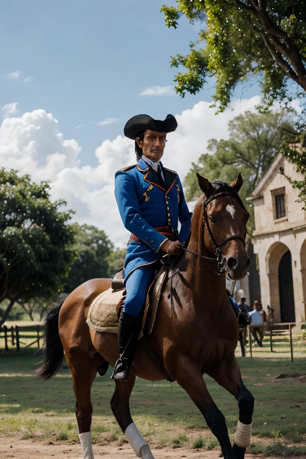 Simon Bolivar, liberator of Latin American countries, on his horse and equestrian image sword in hand