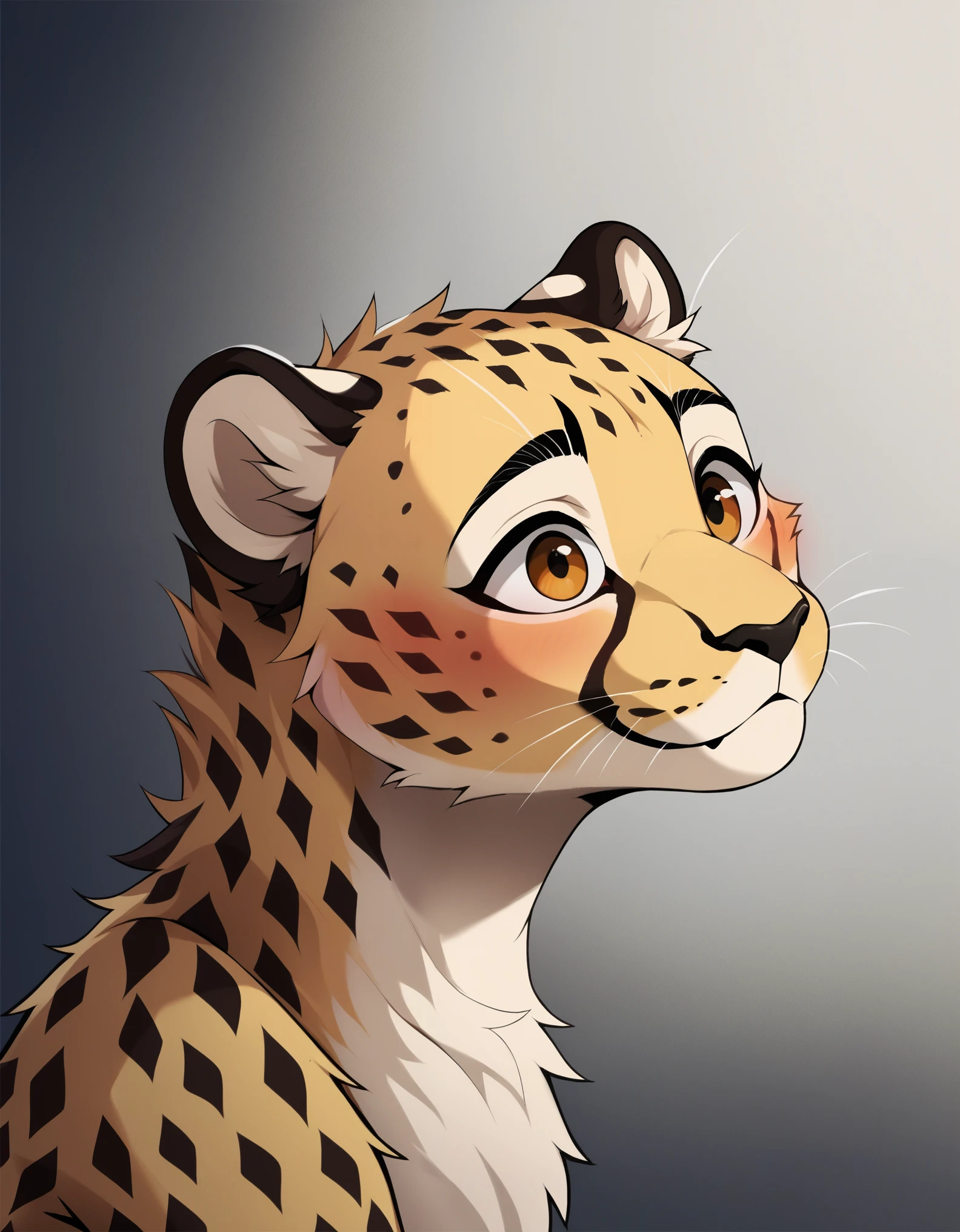 dagasi, body fur,  score_9, score_8_up, score_7_up, score_6_up, source_anime, rating_safe, dagasi_style, furry, cheetah, white skin, motted cheetah patern,  furry female,