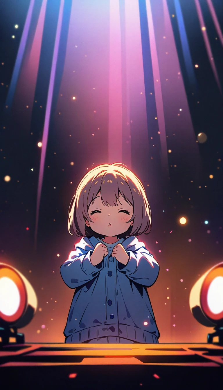 (最high quality, 4K, Attention to detail, high quality:1.2), Ultra-high resolution, (retina:1.1), Cinema Lighting, 1girl, cute, Illustration Style, A girl rejoicing with her hands raised