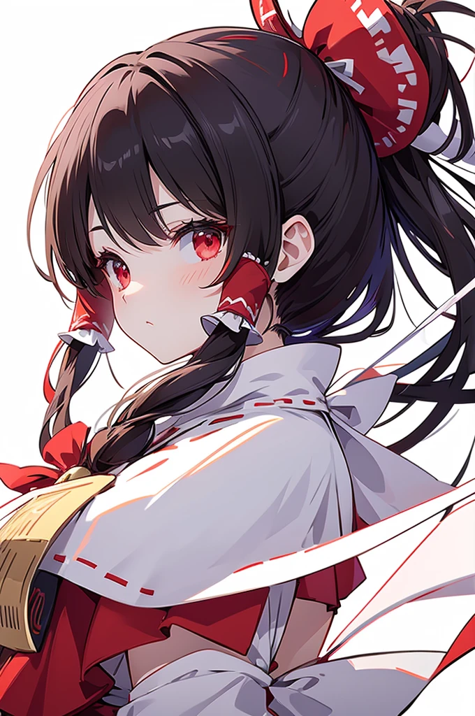 ((Highest quality))　8k　Hakurei Reimu　Serious　profile　((White background))