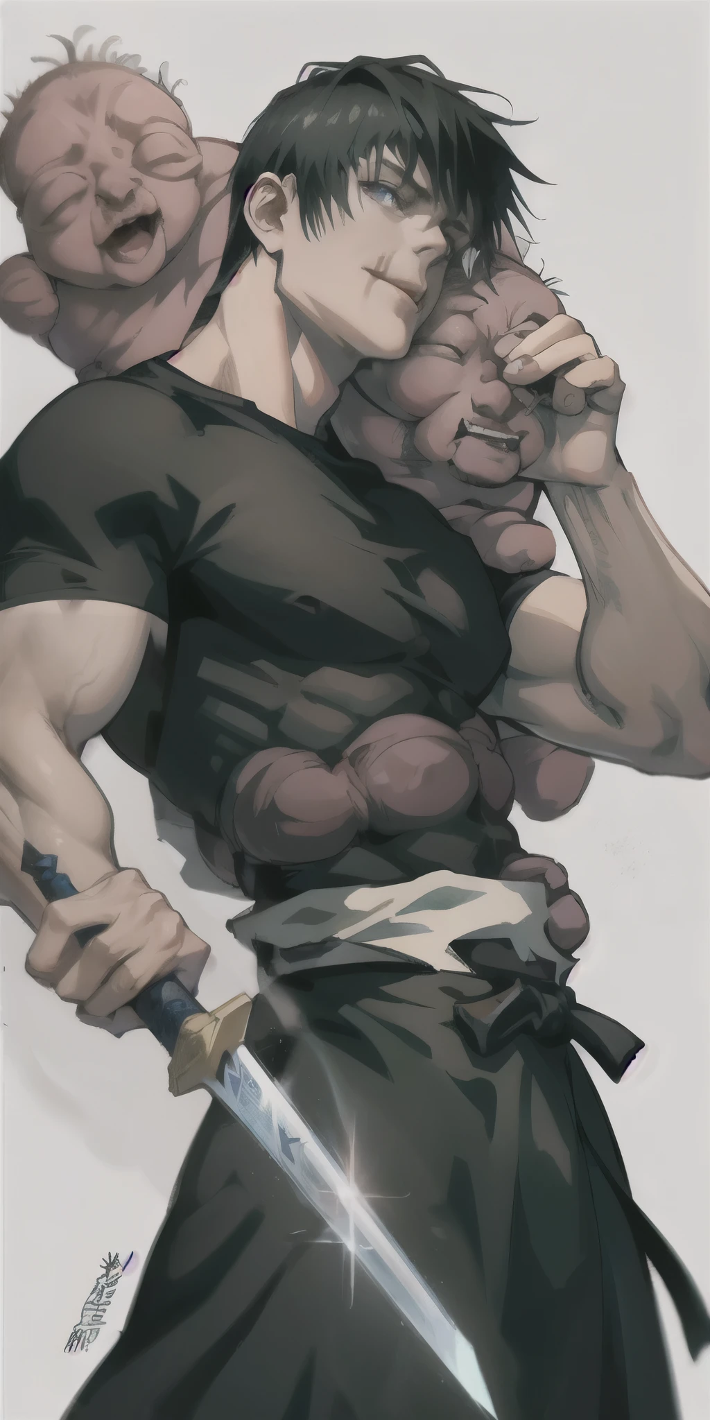 wieldig sword, perspective arm, better perspective eyes