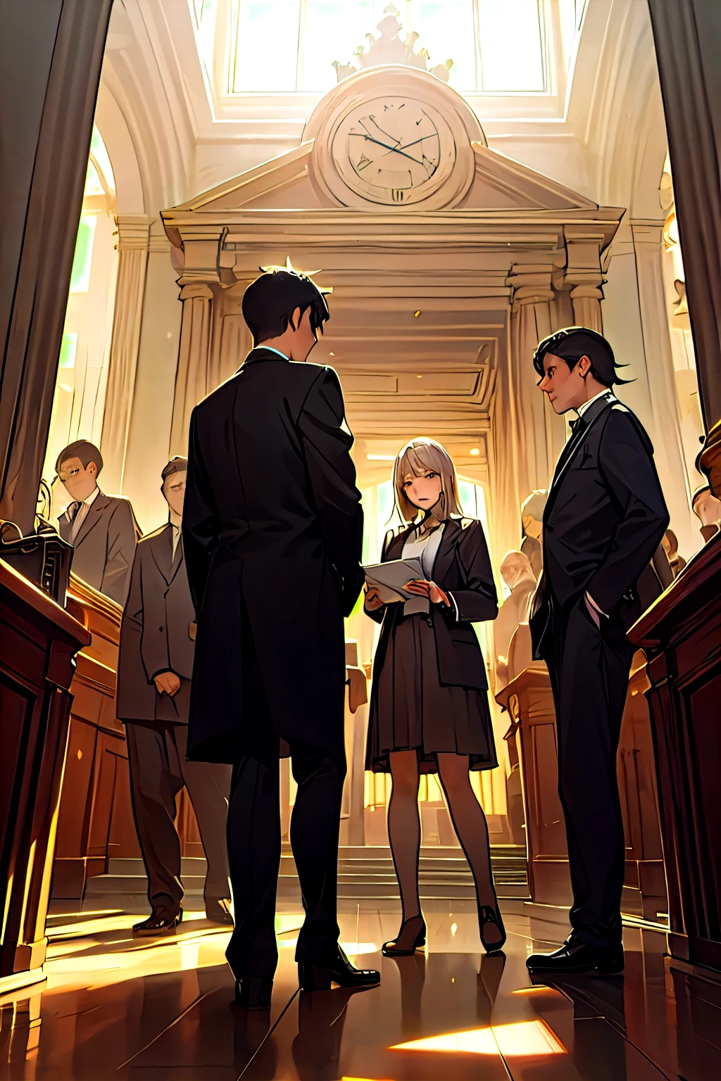 Lawyers standing, the courthouse, masterpiece, best quality, high resolution, detailed, 