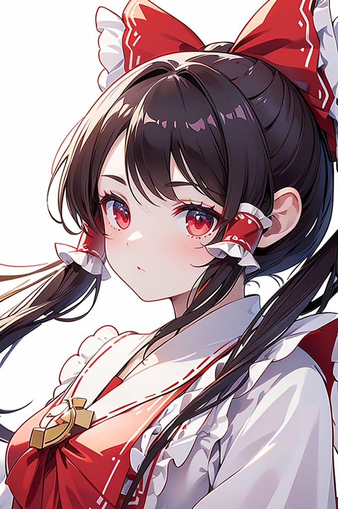 ((Highest quality)) 8k Hakurei Reimu Serious profile ((White background))