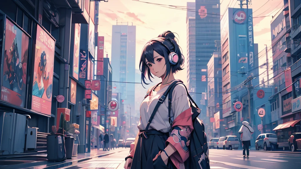 Woman wearing headphones, Anime Style 4 k, anime wallpaper 4k, anime wallpaper 4k, 4k anime wallpaper, anime art wallpaper 4k, anime art wallpaper 4k, Anime Style. 8k, Anime atmosphere, , Ultra HD Anime Wallpaper, Anime Art Wallpaper 8K, Anime Background,landscape、smartphone、iPhone、Telephone