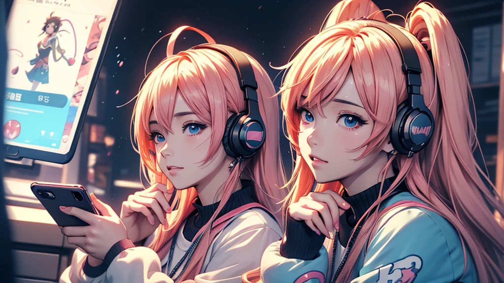 Woman wearing headphones, Anime Style 4 k, anime wallpaper 4k, anime wallpaper 4k, 4k anime wallpaper, anime art wallpaper 4k, anime art wallpaper 4k, Anime Style. 8k, Anime atmosphere, , Ultra HD Anime Wallpaper, Anime Art Wallpaper 8K, Anime Background,landscape、smartphone、iPhone、Telephone、Touch your phone