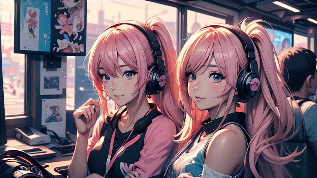 Woman wearing headphones, Anime Style 4 k, anime wallpaper 4k, anime wallpaper 4k, 4k anime wallpaper, anime art wallpaper 4k, anime art wallpaper 4k, Anime Style. 8k, Anime atmosphere, , Ultra HD Anime Wallpaper, Anime Art Wallpaper 8K, Anime Background,landscape、smartphone、iPhone、Telephone、Look at your smartphone