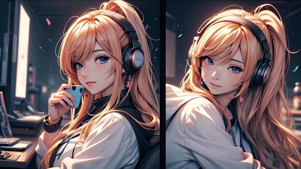 Woman wearing headphones, Anime Style 4 k, anime wallpaper 4k, anime wallpaper 4k, 4k anime wallpaper, anime art wallpaper 4k, anime art wallpaper 4k, Anime Style. 8k, Anime atmosphere, , Ultra HD Anime Wallpaper, Anime Art Wallpaper 8K, Anime Background,landscape、smartphone、iPhone、Telephone、Look at your smartphone、smartphoneで遊ぶ