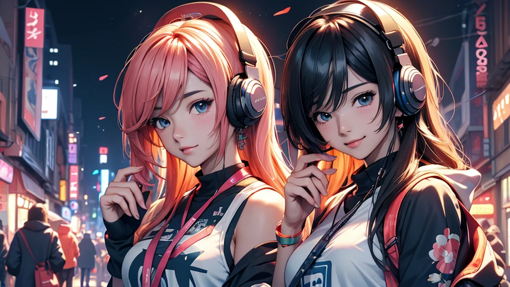 Woman wearing headphones, Anime Style 4 k, anime wallpaper 4k, anime wallpaper 4k, 4k anime wallpaper, anime art wallpaper 4k, anime art wallpaper 4k, Anime Style. 8k, Anime atmosphere, , Ultra HD Anime Wallpaper, Anime Art Wallpaper 8K, Anime Background,landscape、smartphone、iPhone、Telephone、Look at your smartphone、smartphoneで遊ぶ