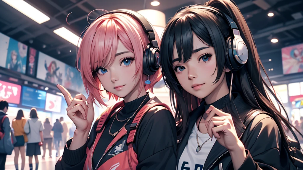 Woman wearing headphones, Anime Style 4 k, anime wallpaper 4k, anime wallpaper 4k, 4k anime wallpaper, anime art wallpaper 4k, anime art wallpaper 4k, Anime Style. 8k, Anime atmosphere, , Ultra HD Anime Wallpaper, Anime Art Wallpaper 8K, Anime Background,landscape、smartphone、iPhone、Telephone、Look at your smartphone、smartphoneで遊ぶ