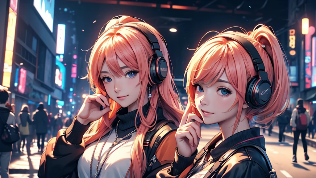 Woman wearing headphones, Anime Style 4 k, anime wallpaper 4k, anime wallpaper 4k, 4k anime wallpaper, anime art wallpaper 4k, anime art wallpaper 4k, Anime Style. 8k, Anime atmosphere, , Ultra HD Anime Wallpaper, Anime Art Wallpaper 8K, Anime Background,landscape、smartphone、iPhone、Telephone、Look at your smartphone、smartphoneで遊ぶ、1 person