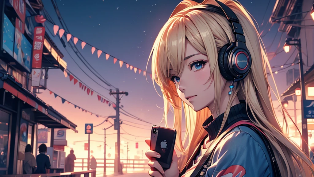 Woman wearing headphones, Anime Style 4 k, anime wallpaper 4k, anime wallpaper 4k, 4k anime wallpaper, anime art wallpaper 4k, anime art wallpaper 4k, Anime Style. 8k, Anime atmosphere, , Ultra HD Anime Wallpaper, Anime Art Wallpaper 8K, Anime Background,landscape、smartphone、iPhone、Telephone、Look at your smartphone、smartphoneで遊ぶ、1 person