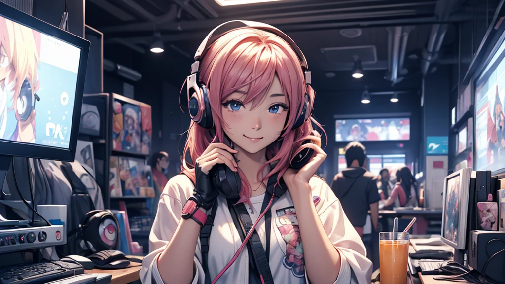 Woman wearing headphones, Anime Style 4 k, anime wallpaper 4k, anime wallpaper 4k, 4k anime wallpaper, anime art wallpaper 4k, anime art wallpaper 4k, Anime Style. 8k, Anime atmosphere, , Ultra HD Anime Wallpaper, Anime Art Wallpaper 8K, Anime Background,landscape、smartphone、iPhone、Telephone、Look at your smartphone、smartphoneで遊ぶ、1 person