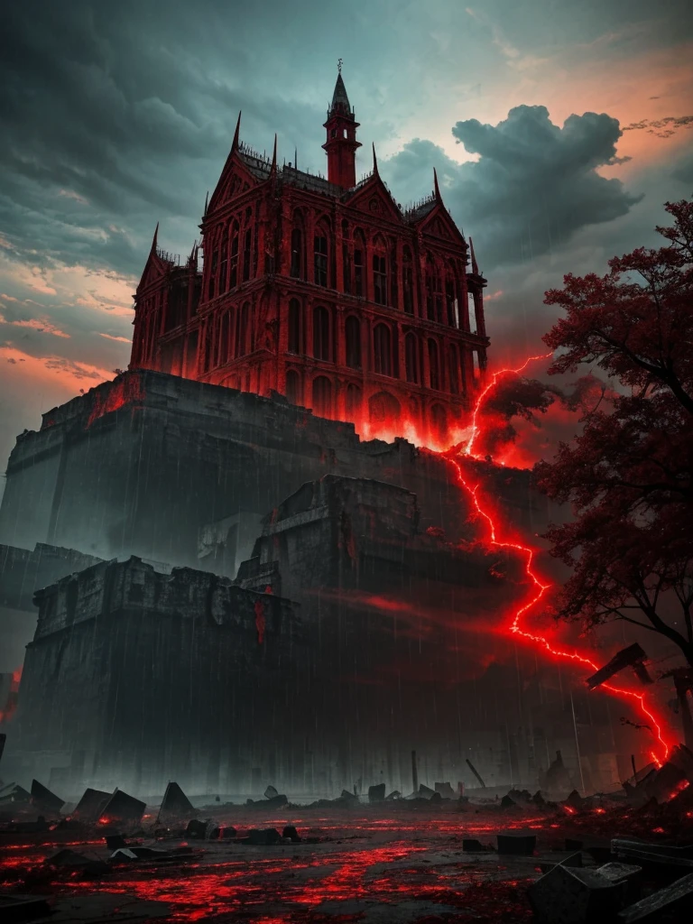 The sky is turning red
Return to power draws near
Fall into me, the sky's crimson tears
Abolish the rules made of stone
Pierced from below, souls of my treacherous past
Betrayed by many
Now ornaments dripping above
Awaiting the hour of reprisal
Your time slips away
Raining blood
From a lacerated sky
Bleeding its horror
Creating my structure
Now I shall reign in blood