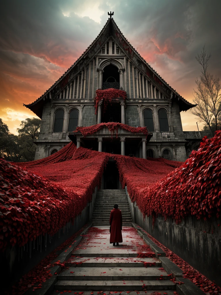 The sky is turning red
Return to power draws near
Fall into me, the sky's crimson tears
Abolish the rules made of stone
Pierced from below, souls of my treacherous past
Betrayed by many
Now ornaments dripping above
Awaiting the hour of reprisal
Your time slips away
Raining blood
From a lacerated sky
Bleeding its horror
Creating my structure
Now I shall reign in blood