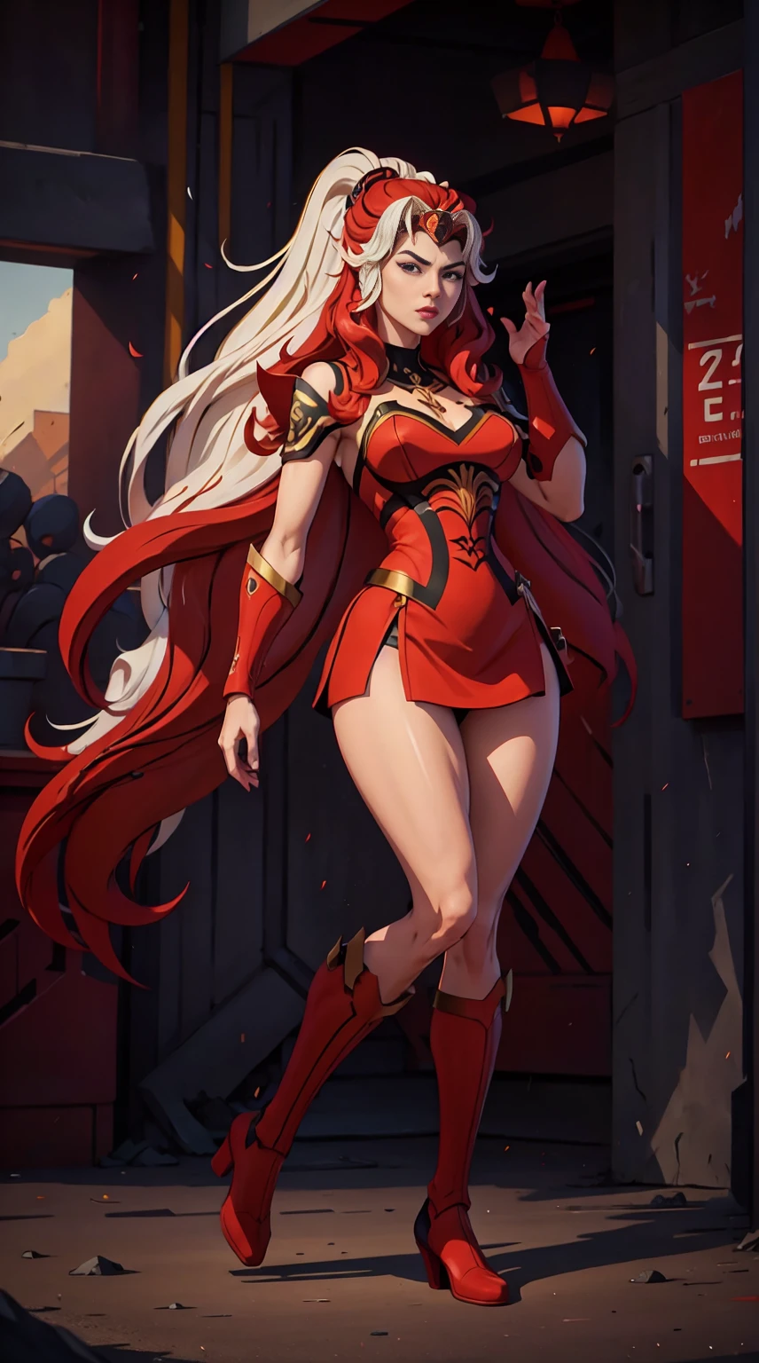 ((Full body photo, standing, feet on the ground))  She-ra, TM Samurai, intricate face details, poster style, icons, vibrant colors, vector style, digital art, 4K, intricate details, mesmerizing, professionally made, beautiful vector illustration, 12K resolution, 3D, all characters in detailed full body, highly detailed, vibrant, ultra high quality, Hyperrealism, Photorealism, octane render]