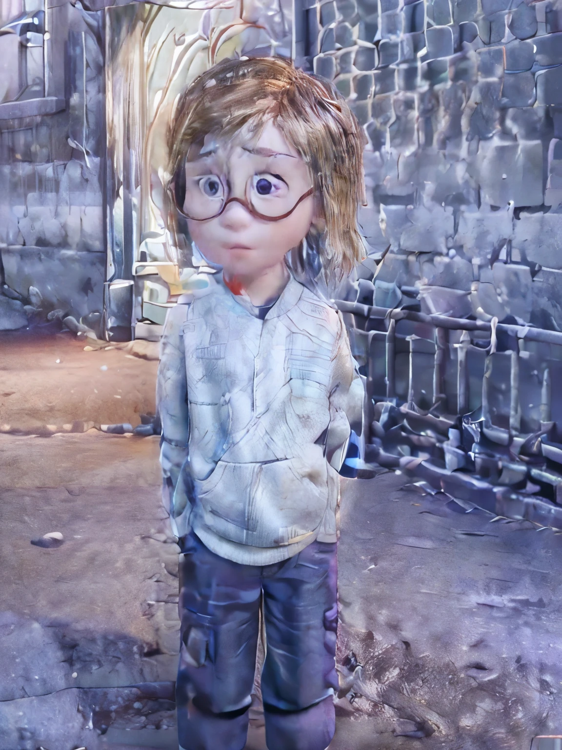 Cartoon character of a boy in black glasses and white shirt, an animated character, stylized character, animation style rendering, 3d stylized, Arnold Maya rendering, Stylized 3D rendering, toon render screenshot, 3d character, 3d character, Stylized 3D rendering, 3D character rendering, cartoon character, Personagem de close up, character posing, (Pixar-style) (master part:1.2) (bokeh) (best qualityer) (skin detailed) (detailed texture) (8k) (Argilla) (cinematic lighting) (sharp focus，Sit down and lift your upper body