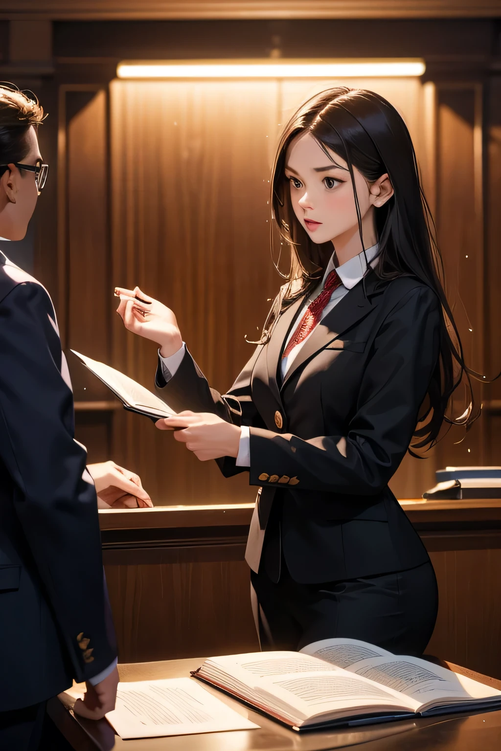 Woman Lawyer, arguments in trial court, defendants, jurors,