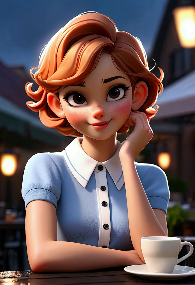 (8k, Best Quality, Masterpiece: 1.2), (Realistic, Photorealistic: 1.37), Super Detailed, 1 Girl, Cute, Alone, Beautiful Detailed Sky, Detailed Cafe, Night, Sitting, Date, ( Nose blush), (smile: 1.15), (close mouth) small breasts, beautiful details, (collared shirt: 1.1), night, wet, business wear, rain, white lace, (short hair: 1.2), floating Hair NovaFrogStyle, naked