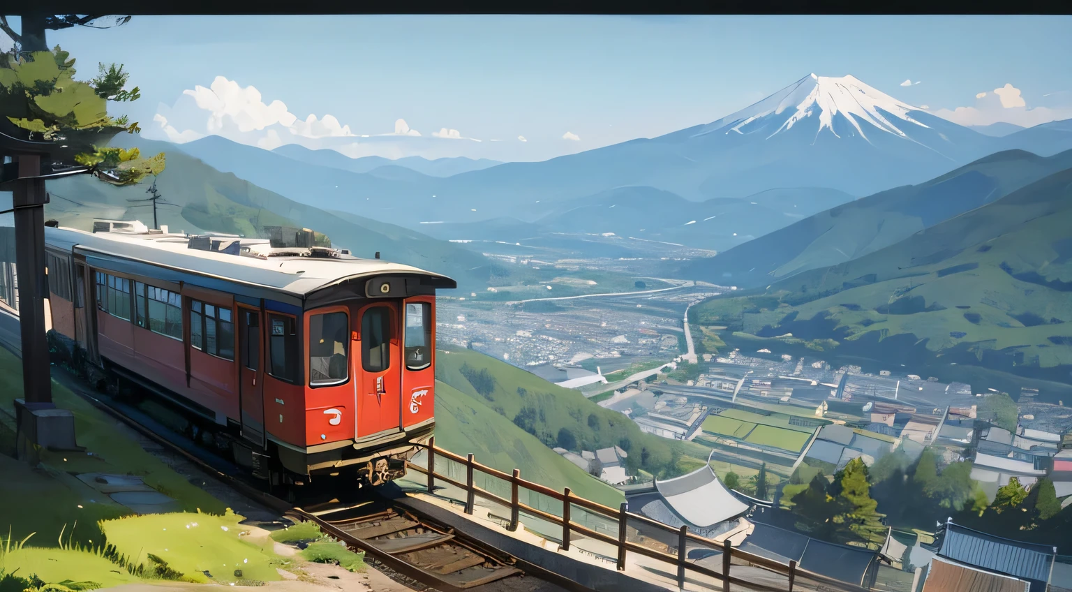 summer, Mountain, train, kimono, smile, Japanese Girl